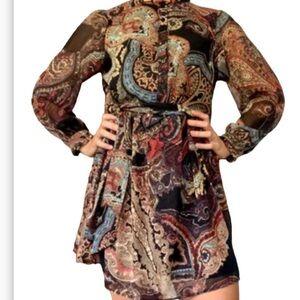 Zara The Willow Print Dress Sz M Woman